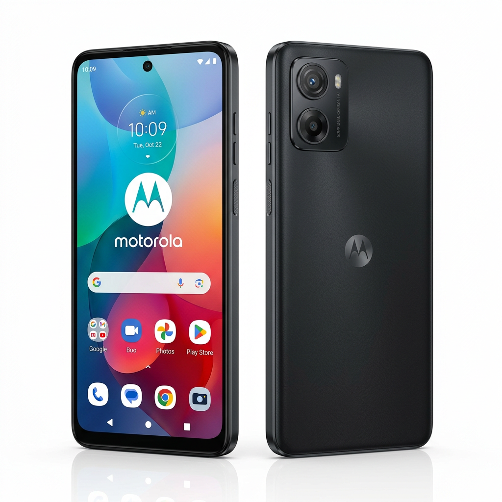 Motorola G Power 2024 in Black, front and back view